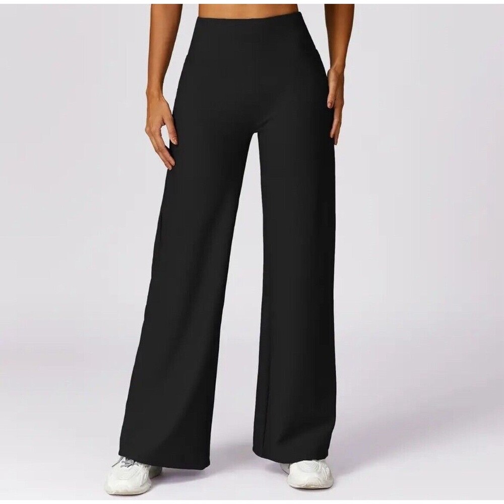 Los Angeles Boutique High Waisted Yoga Pants Straight Wide Leg Ribbed Stretch M